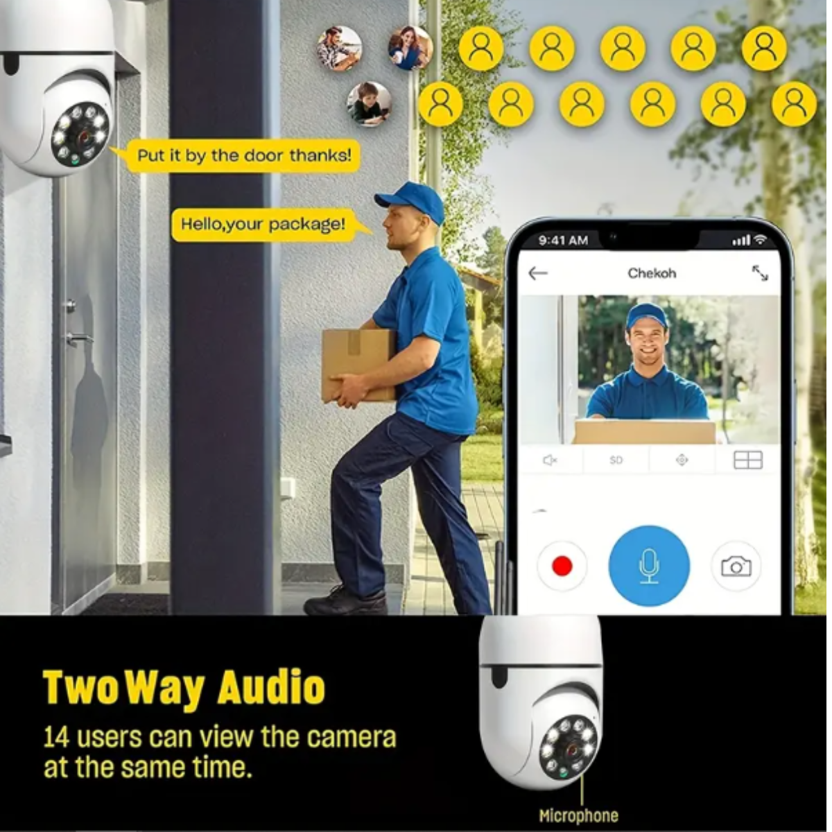 4 UNIDADES - Câmeras Lâmpadas de Segurança Vigilância IP Wi-Fi 360° Visão Noturna FullHD Bivolt