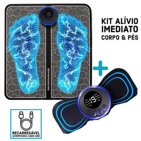 KIT MASSAGEM - Tapete e Massageador Elétrico - Dor nos Pés e Musculares
