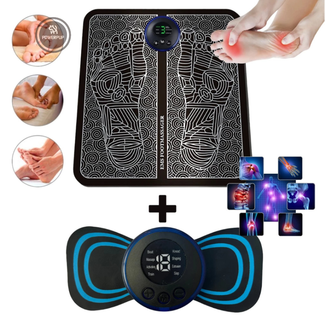 MINI MASSAGEADOR + Tapete Massageador Elétrico de brinde - para Dor nos Pés e Musculares