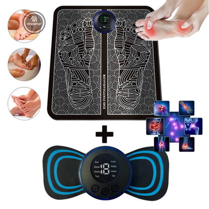 MINI MASSAGEADOR + Tapete Massageador Elétrico de brinde - para Dor nos Pés e Musculares