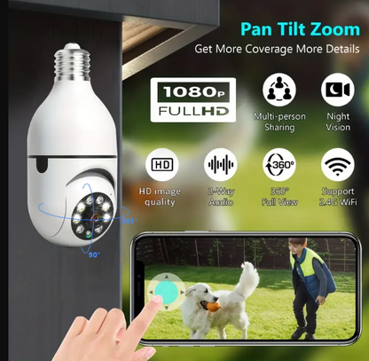 1 UNIDADE - Câmera Lâmpada de Segurança Vigilância IP Wi-Fi 360° Visão Noturna FullHD Bivolt