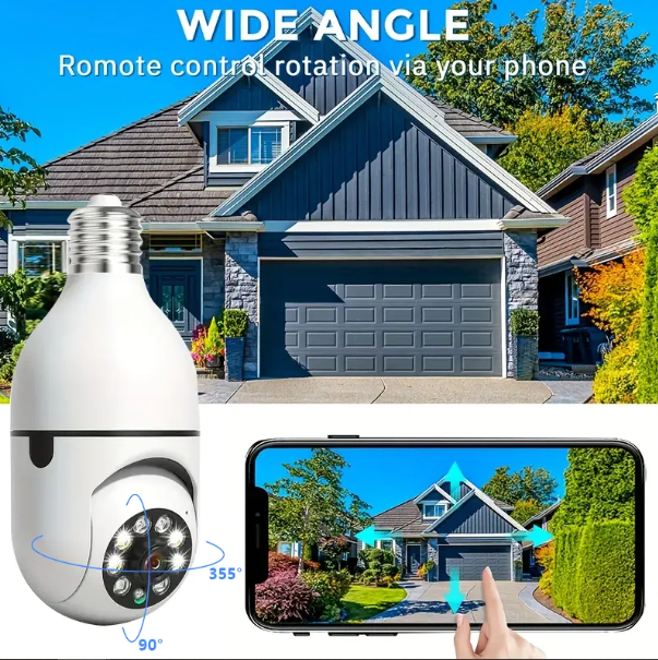 1 UNIDADE - Câmera Lâmpada de Segurança Vigilância IP Wi-Fi 360° Visão Noturna FullHD Bivolt