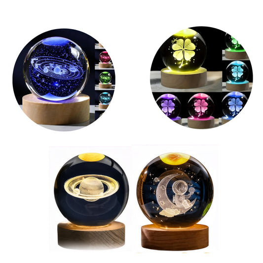 Lúminária de Mesa RGB ou Cor Quente Bola Cristal (Modelos Sortidos) - BM-F976B