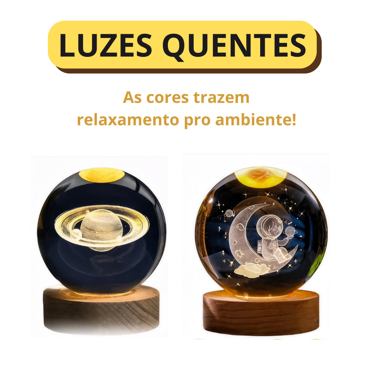 Lúminária de Mesa RGB ou Cor Quente Bola Cristal (Modelos Sortidos) - BM-F976B