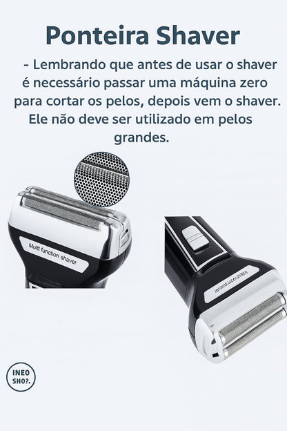 Aparador de Barba e Pelos Barbeador 3 em 1 Recarregável Bivolt KEMEI