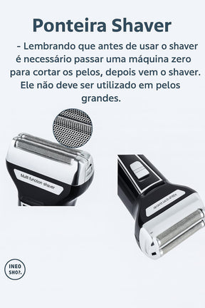 Aparador de Barba e Pelos Barbeador 3 em 1 Recarregável Bivolt KEMEI
