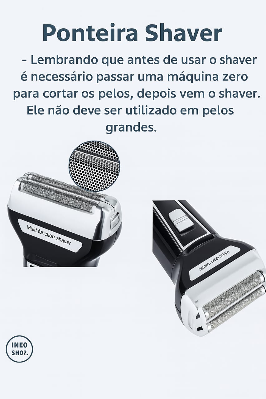 Aparador de Barba e Pelos Barbeador 3 em 1 Recarregável Bivolt KEMEI
