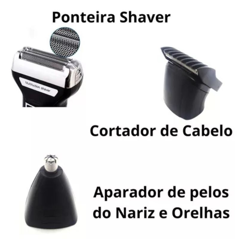 Precision Groom Kemei KM6558 – Aparador 3 em 1 Recarregável Bivolt