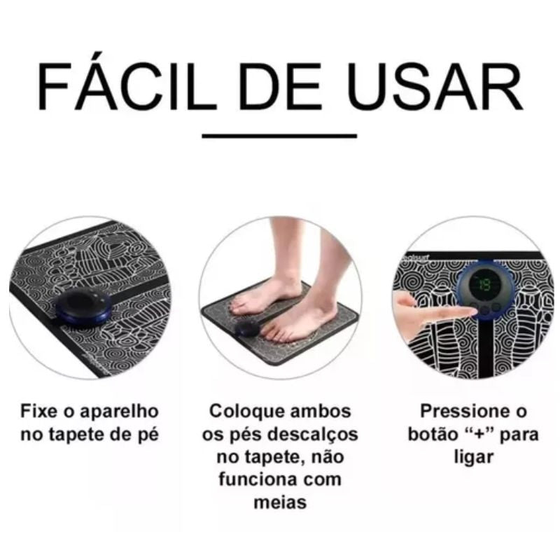 MINI MASSAGEADOR + Tapete Massageador Elétrico de brinde - para Dor nos Pés e Musculares