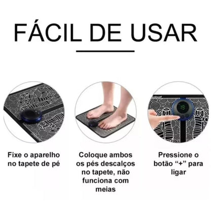 MINI MASSAGEADOR + Tapete Massageador Elétrico de brinde - para Dor nos Pés e Musculares